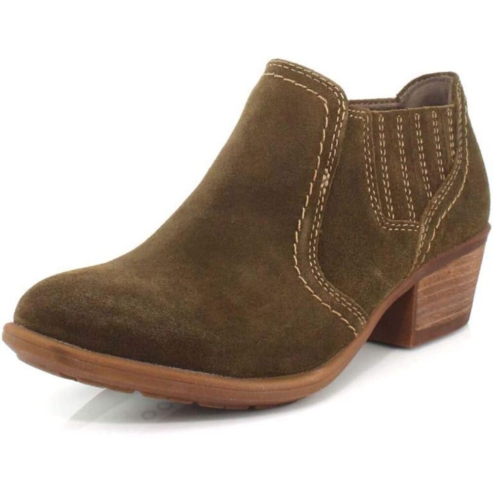 EARTH SHOES WOMEN 8 PEAKE PERU OLIVE GREEN ALMOND TOE ANKLE BOOTS